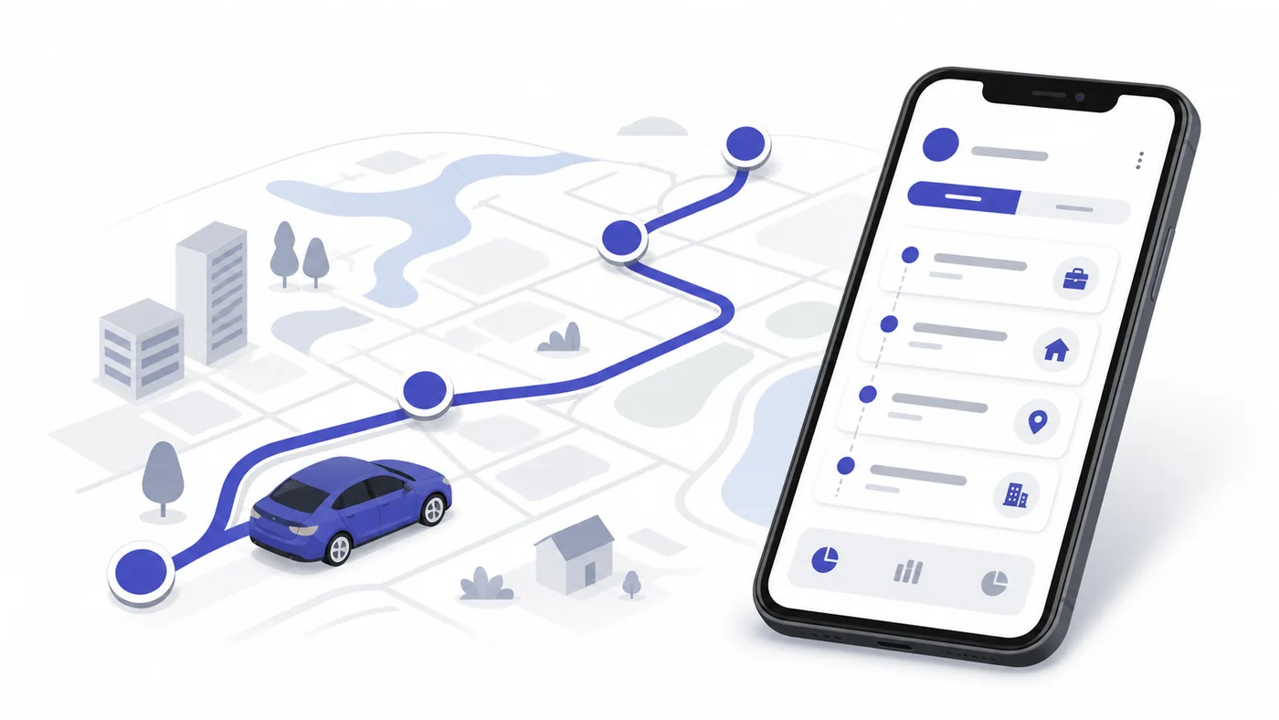 Illustration of business car mileage and trip logging instead of keeping every fuel receipt