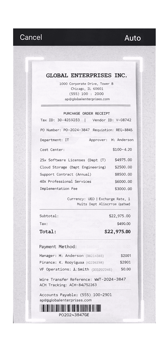 TaxLens AI receipt scanner auto-extracting merchant, total, and tax